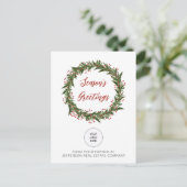 Green Mistletoe Wreath Company ロゴ ビジネス シーズンポストカード (スタンド正面)