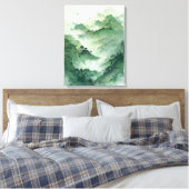 Green Misty Mountain Landscape Art キャンバスプリント (インサイチュ (寝室))