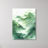 Green Misty Mountain Landscape Art キャンバスプリント (正面)