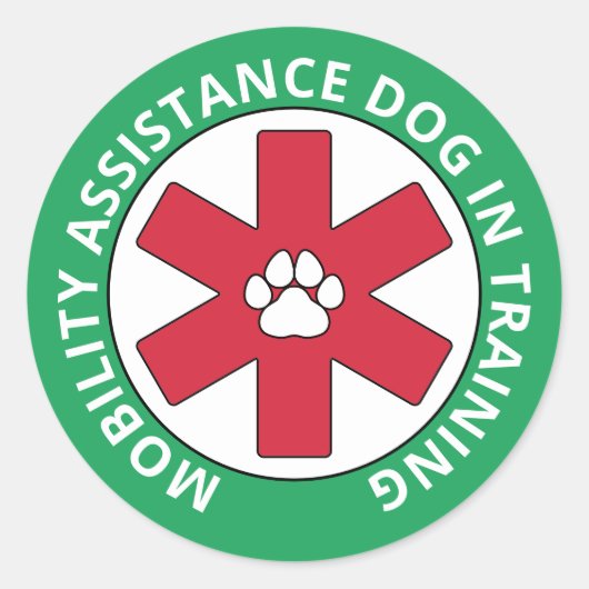 Green Mobility Assistance Service Dog In Training ラウンドシール (正面)
