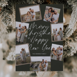 Green Modern Boho 8 Photo Collage Christmas  シーズンカード