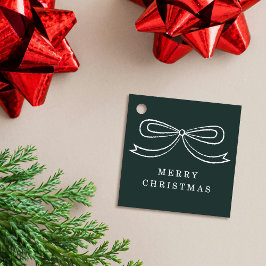 Green Modern Christmas Bow Holiday Gift Tag フェイバータグ