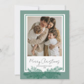 Green Modern Elegant Botanical Photo Christmas シーズンカード (正面)