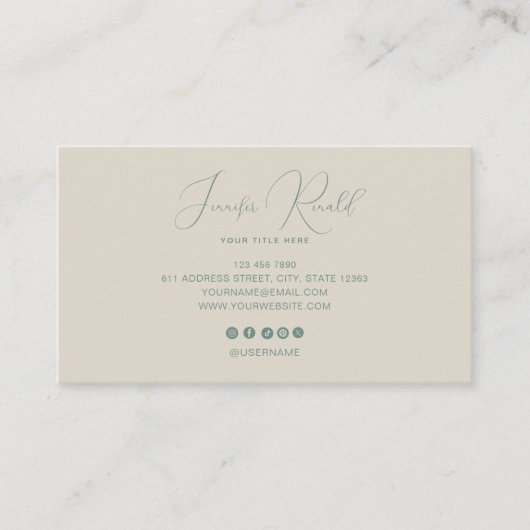 Green Modern Elegant Minimalist Business Card 名刺 (正面)