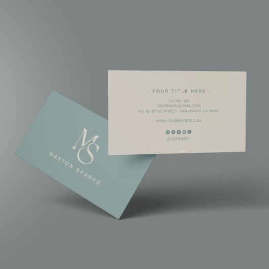 Green Modern Elegant Minimalist Business Card 名刺