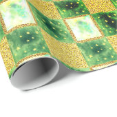 Green | Modern Faux Glitter & Opal ラッピングペーパー (ロールコーナー)