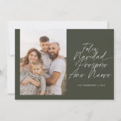 Green Modern Feliz Navidad Script Christmas シーズンカード (正面)