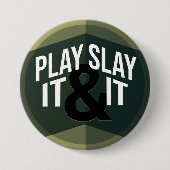 Green Modern Geometric Phrase Play Board Games   缶バッジ (正面)