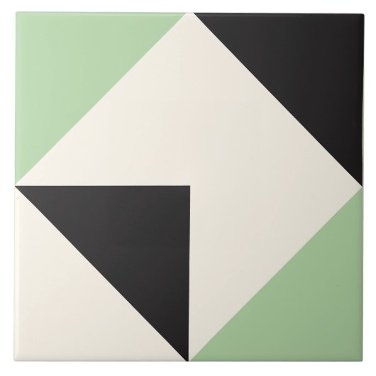 Green Modern Geometric Shape Pattern タイル (正面)