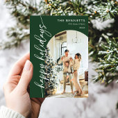 Green Modern Happy Holidays Arch Photo シーズンカード