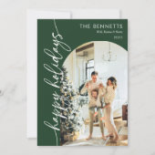 Green Modern Happy Holidays Arch Photo シーズンカード (正面)