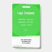 Green Modern ID Identification Card Photo Badge バッジ (裏面)