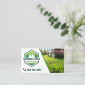 Green Modern Lawn Care Landscaping Photo 名刺 (スタンド正面)
