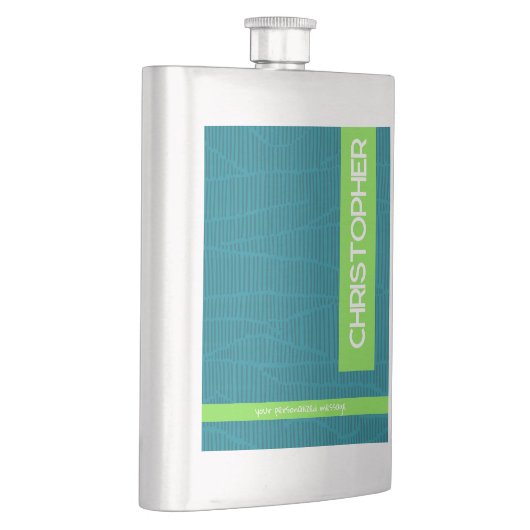 Green Modern Personalized Name フラスク (右)