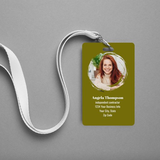 Green Modern Photo QR Code Employee バッジ