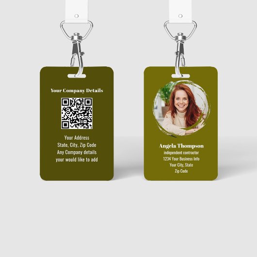 Green Modern Photo QR Code Employee バッジ