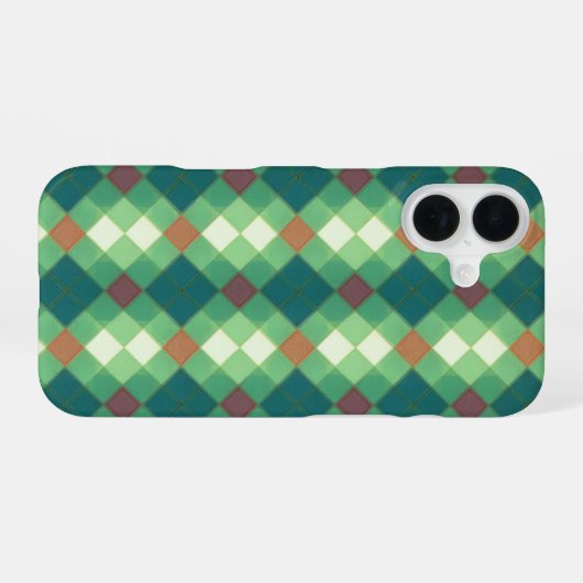 Green Modern Plaid Phone Case iPhone 16ケース (裏面横)