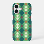 Green Modern Plaid Phone Case iPhone 16ケース (裏面)