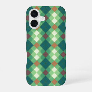 Green Modern Plaid Phone Case iPhone 16ケース