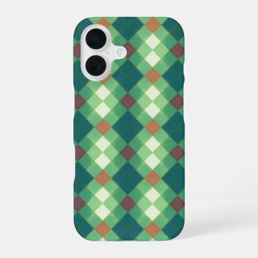 Green Modern Plaid Phone Case iPhone 16ケース (裏面)