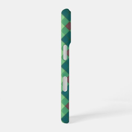 Green Modern Plaid Phone Case iPhone 16ケース (右側面)
