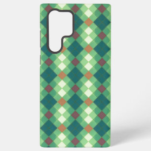 Green Modern Plaid Phone Case Samsung Galaxy S22 Ultraケース