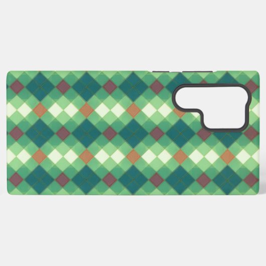 Green Modern Plaid Phone Case Samsung Galaxyケース (裏面横)
