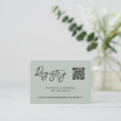Green Modern QR code wedding registry custom エンクロージャーカード (スタンド正面)