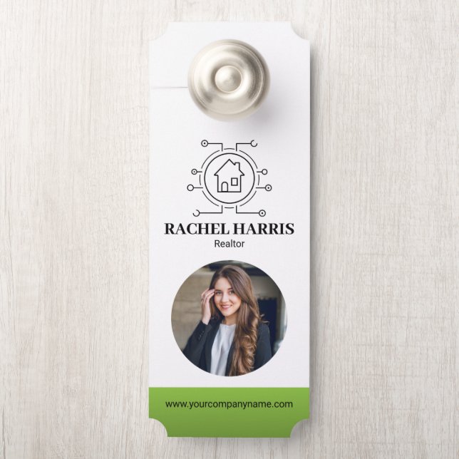 Green Modern Real Estate Agent Photo ドアノブサイン (ノブ)
