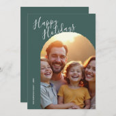 Green Modern Script Happy Holidays Arch 2 Photo Ho シーズンカード (正面/裏面)