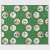 Green Modern Script Merry Christmas Family 6 photo ラッピングペーパー (フラット)