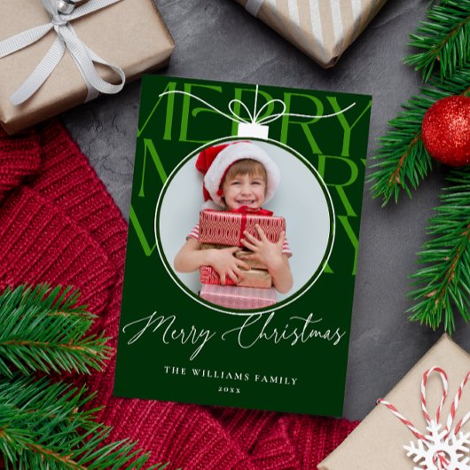 GREEN MODERN TYPOGRAPHY PHOTO ORNAMENT  シーズンカード