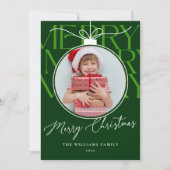 GREEN MODERN TYPOGRAPHY PHOTO ORNAMENT  シーズンカード (正面)
