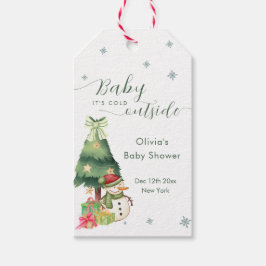 Green Modern Winter Snowman Baby Shower ギフトタグ