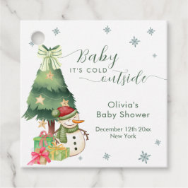 Green Modern Winter Snowman Baby Shower フェイバータグ