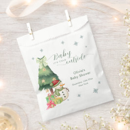 Green Modern Winter Snowman Baby Shower フェイバーバッグ