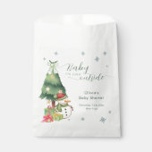 Green Modern Winter Snowman Baby Shower フェイバーバッグ (正面)