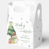 Green Modern Winter Snowman Baby Shower フェイバーボックス (見開き)