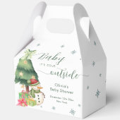 Green Modern Winter Snowman Baby Shower フェイバーボックス (裏面)