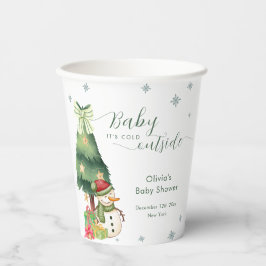 Green Modern Winter Snowman Baby Shower 紙コップ