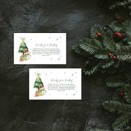 Green Modern Winter Snowman Books For Baby Shower エンクロージャーカード