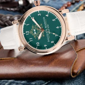 Green Monogram Custom couple floral names  腕時計