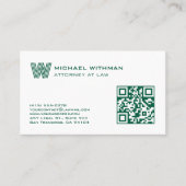 GREEN MONOGRAM LINE QR LAWYER ACCOUNTANT 名刺 (正面)