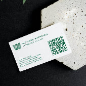 GREEN MONOGRAM LINE QR LAWYER ACCOUNTANT 名刺