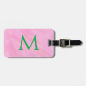 Green Monogram Pink Watercolor  ラゲッジタグ (正面横)