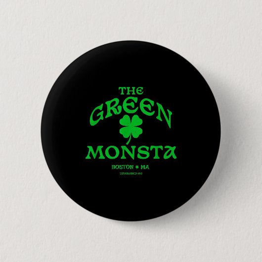 Green Monsta Funny Boston M New England Srts Gift  缶バッジ (正面)