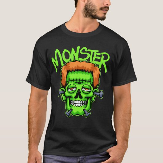 Green Monster Head streetwear Tシャツ (正面)