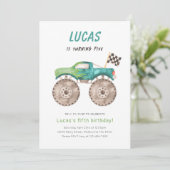 Green Monster Truck Any Age Birthday Party 招待状 (スタンド正面)