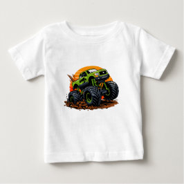 Green Monster Truck Off-Road Racing Illustration ベビーTシャツ