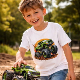 Green Monster Truck Off-Road Racing Illustration Tシャツ